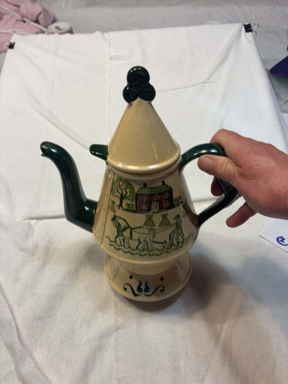 Vintage Red Wing Pottery Bob White Pattern Coffee Pot